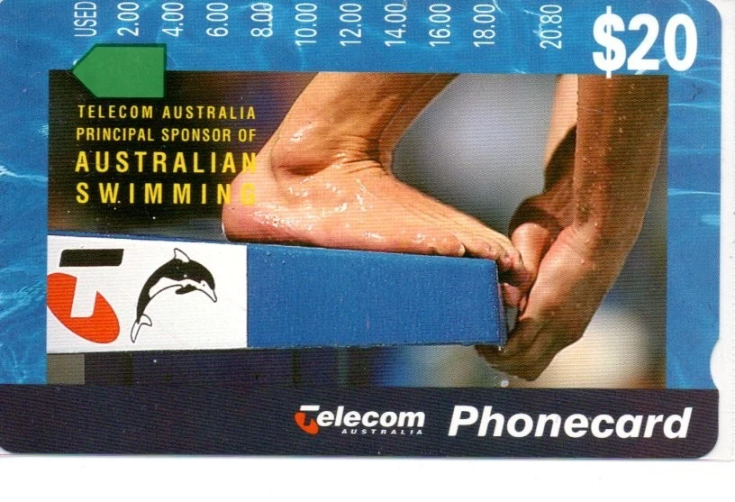 Telecom $20 Mint Phonecard-Australian Swimming