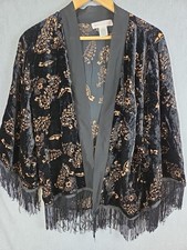 Urban Outfitter Band Gypsies S Duster Floral Kimono Velvet Burnout Fringe Vamp