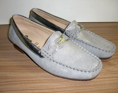 Sioux Damen Mokassins Gr. 39, NEU, Weite F, (schmaler Fuß), handgenäht, silbergr