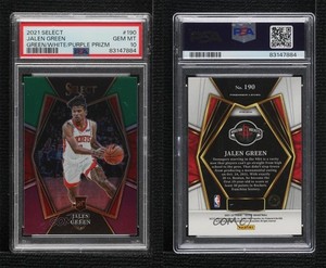 2021 Select Premier Level White Purple Prizm Jalen Green PSA 10 GEM MT Rookie RC
