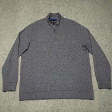 Chaps Men's Sweater XL Gray 1/4 Zip Cotton Polyester Pullover