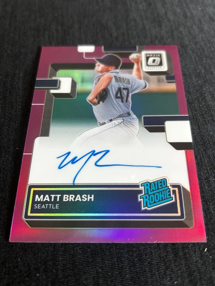 2022 Donruss Optic Matt Brash RR PURPLE PRIZM AUTO #/100 +AUTO #/49+13 SEA AUTOS - Image 2 of 4