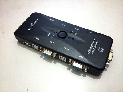 USB 2.0   VIDEO VGA KVM Switch Switchbox for Control 4 Computers PC 4-Port *vv