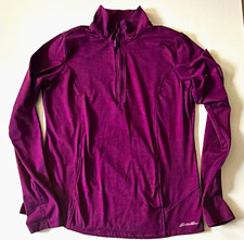 Eddie Bauer Women s Wine 1/4 Zip Mock Neck Athletic Pullover Jacket M