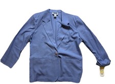 VTG Prophecy By Sag Harbor Blazer Jacket Blue Size 14P Linen Blend