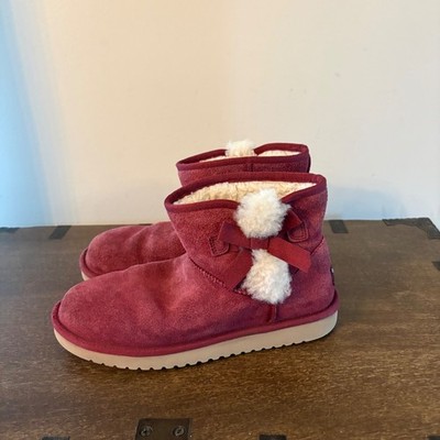 Koolaburra by UGG Victoria Mini Burgundy Suede Bow Boots Womens 7 Port Wine