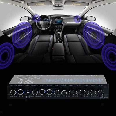 9-Band-Equalizer vorne und hinten + Sub-Ausgang, 9 Equalizer-Bänder,