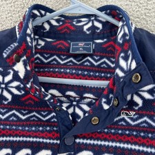 Vineyard Vines Boys XL Fair Isle Nordic Snap Fleece Pullover Jacket Sweater