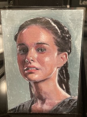 Topps Finest Star Wars Padme Queen Amidala Sketch By Kevin Nelson (Painted)