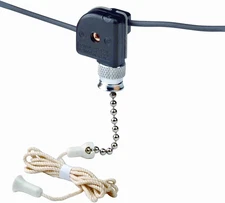 Pull Chain Switch, Single Pole On-Off; 1A-125V T, 3A-125V, 1A-250V; with Two 6 I