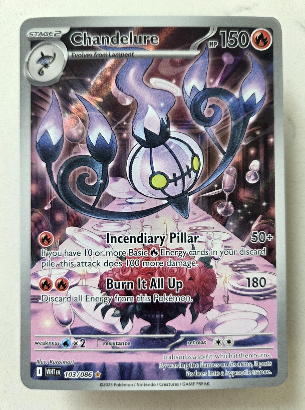 Pokémon TCG Chandelure Illustration Rare Card 103/086 Sv: White Flare NM