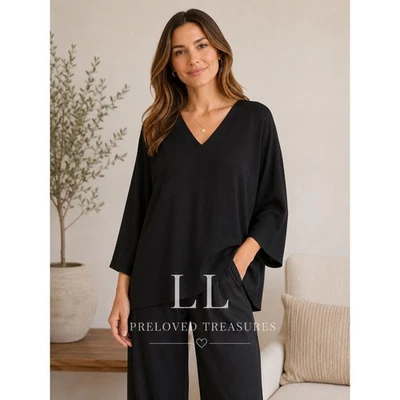 The Row Black V-Neck Oversized Blouse Top Women's Size S Made In USA