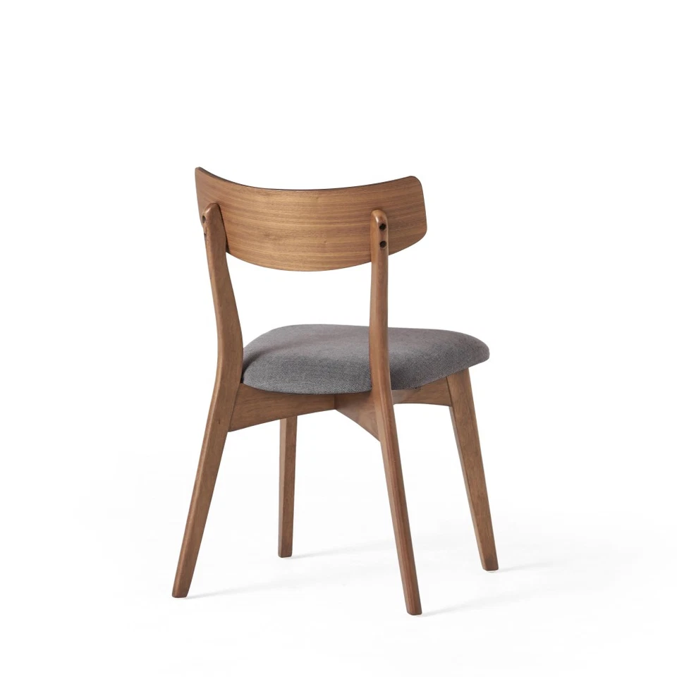 Sillas de comedor tapizadas con marco de nogal de mediados de siglo Foto 4 de 4