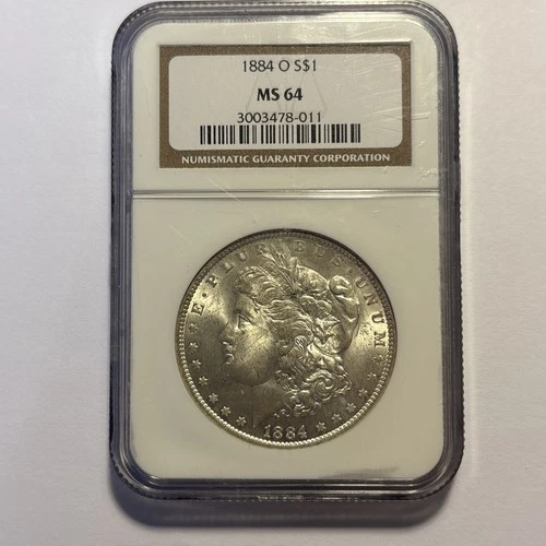 (1) one 1884 O Morgan Silver Dollar $1 NGC MS64 140yrs Old!!