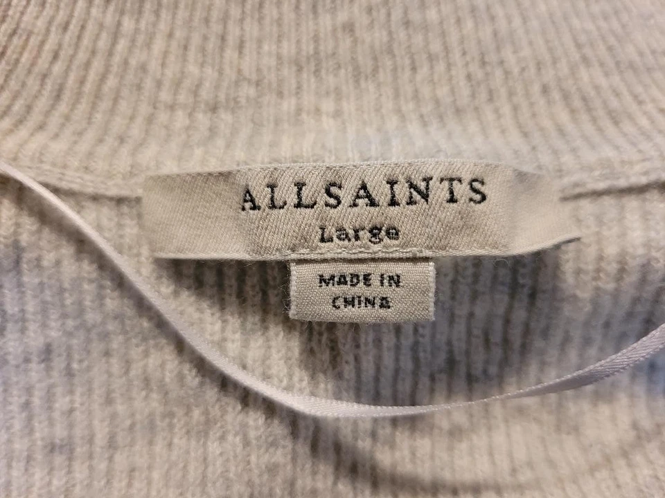All Saints Cashmere & Wool Sweater L Heather Grey Mock Neck NICE!! - Image 2 of 4