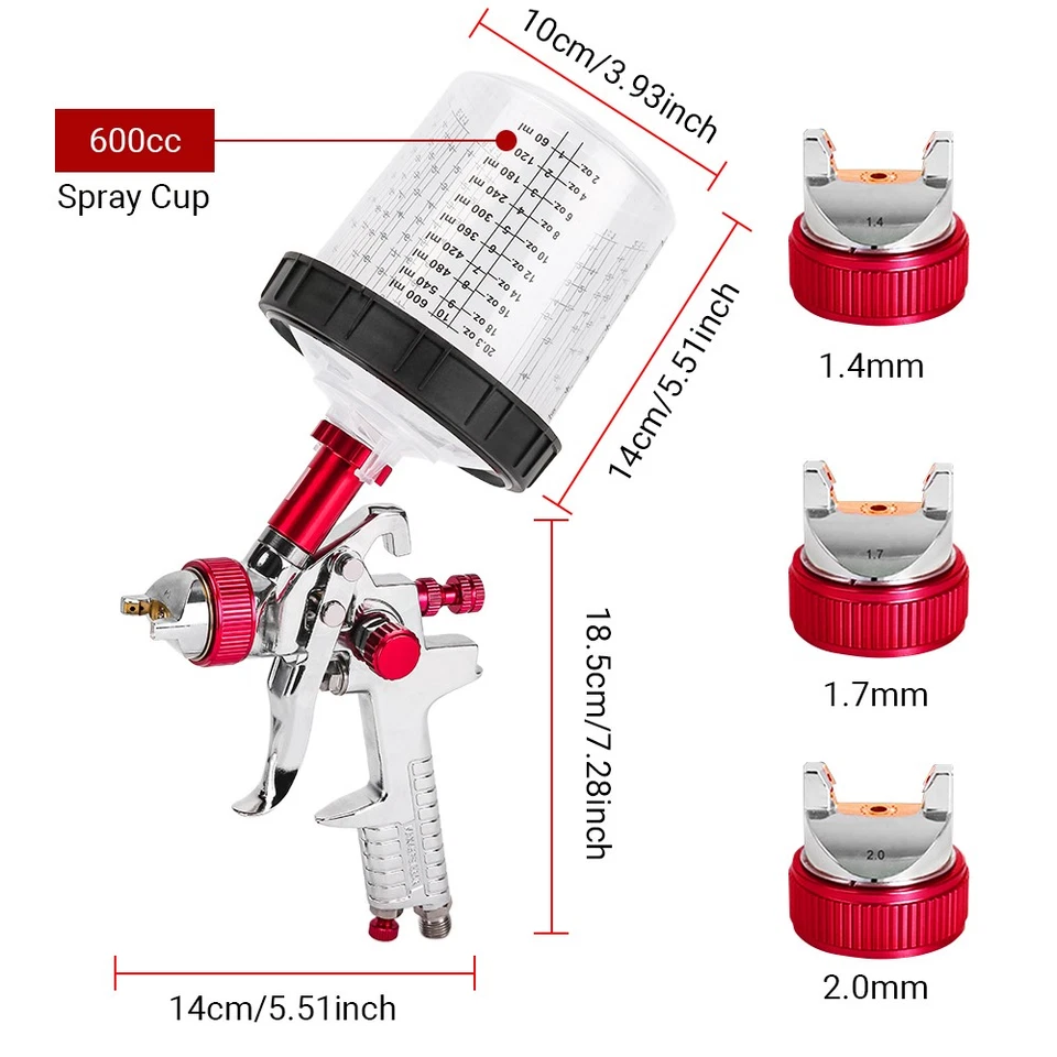 Spray Gun Tool 1.4mm 1.7mm 2mm Tips Paint Gun 600ml Disposable Cup Lid Tool Set - image 2 of 4
