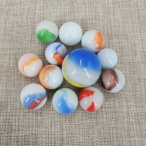 Vintage UV Reactive Marbles Milk Glass Color Stripe Swirl Assorted Colors