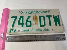 Saskatchewan Land Of Living Skies License Plate 746 DTW