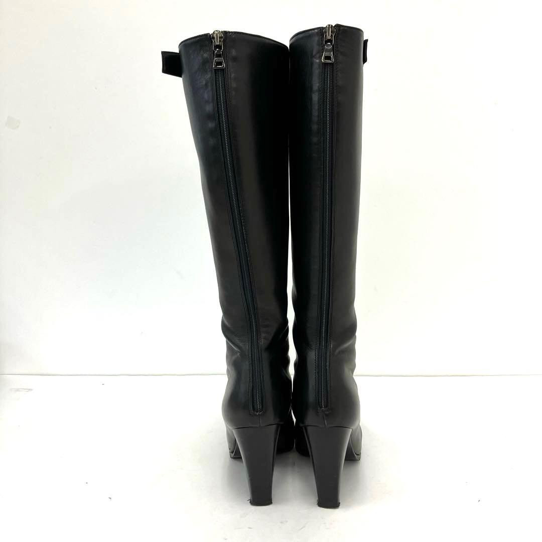 PRADA Long Boots Shoes EU 37.5 US 7.5 Leather Black Used Item Good From Japan thumbnail 6