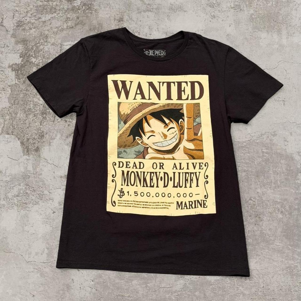 One Piece Luffy Full Wanted Poster Anime Short-Sleeve Graphic T-Shirt Size S