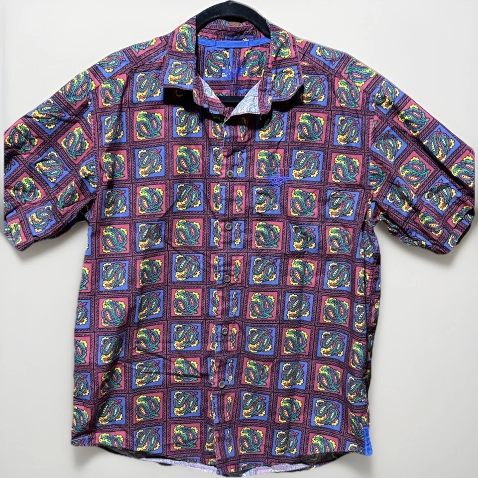 Camisa retro de cachemira azteca años 90 M Dockers de Levi’s estampado audaz abotonable vintage Foto 2 de 4