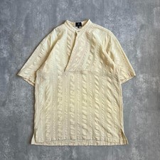 80's Vintage ISSEY MIYAKE ARCHIVE Cotton Linen Short Sleeve Shirt Size S Beige