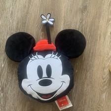 Disney MINNIE MOUSE HEAD w/ Hat  Flower THROW PILLOW 12" Euc Vtg