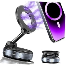 Upgraded 360° Vacuum Magnetic Phone Holder, Magnetic Car Phone Mount, Black