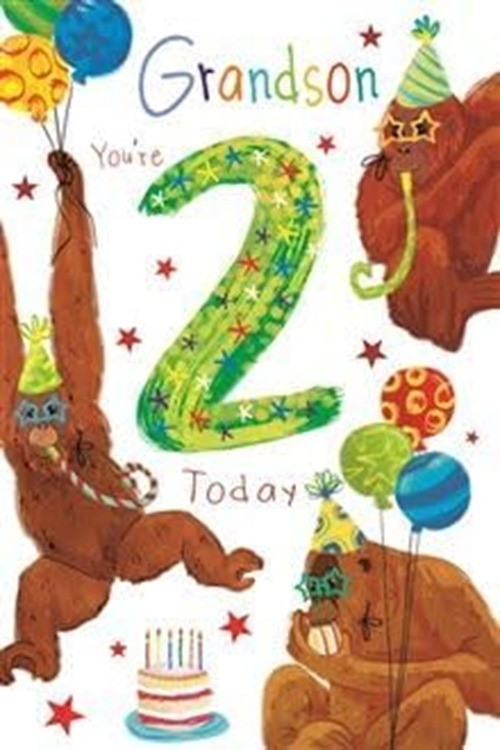 Grandson Age 2 Birthday Card. 23x15cm