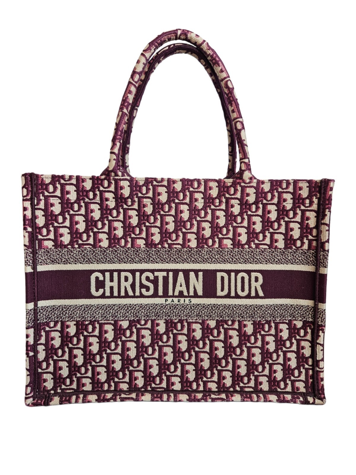 Christian Dior Burgundy Oblique Monogram Book Tote Bag
