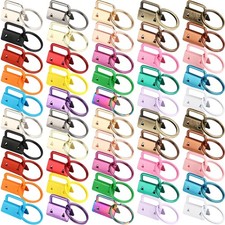 50 Pcs Key Fob Hardware Set 1 Inch 25 Colors with Ring for Wristlet Lanyard and