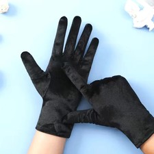 Autumn Winter Short Opera Velvet Gloves for Women Flapper Stretchy Wrist Length