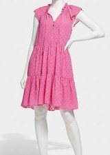 Tommy Hilfiger Womens Pink Clip Trellis Flutter Sleeve Shift Dress Petite Sz 2P