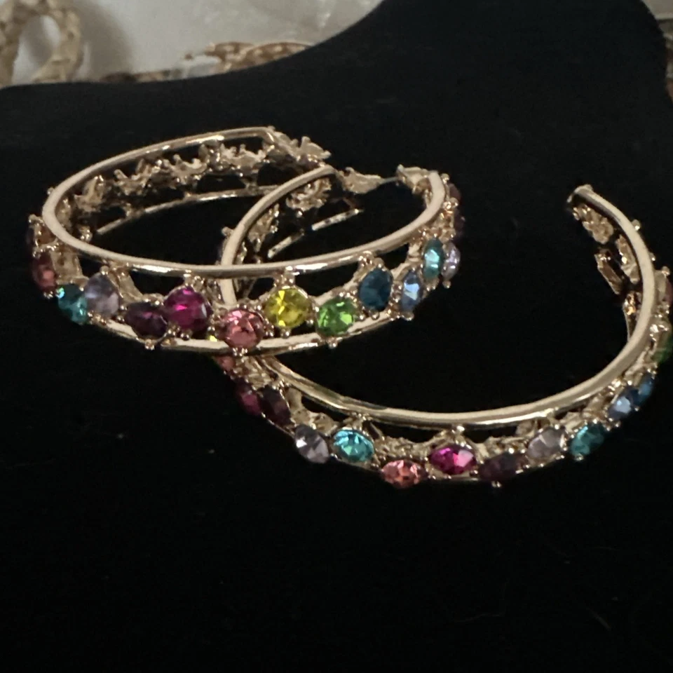 Pendientes de aro J CREW Topacio Zafiro Esmeralda Estrás NUEVA OFERTA 4 CARIDAD❤️342x2 Foto 2 de 4