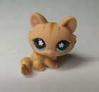 Littlest Pet Shop Lps #649 Crouching Kitten Cat Blue Flower Eyes Flowers