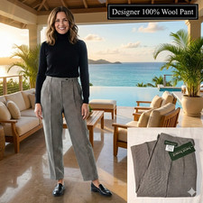 NWT Harve Benard Women 10P 100 Wool Pant B/W Checker Fully Lined 3-Pocket Money