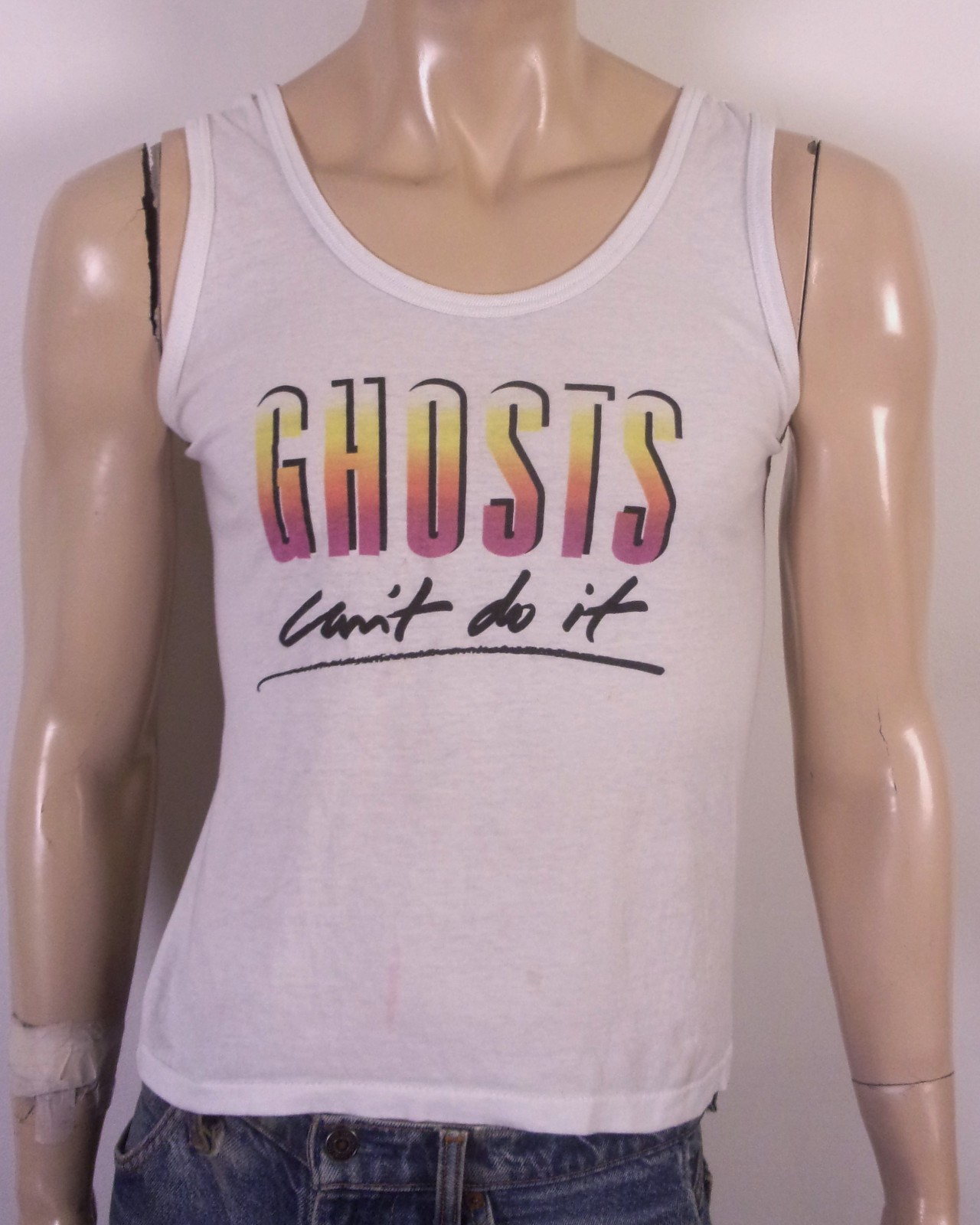 vintage 80s RARE Ghosts Can't Do It Tank Top T-Shirt Movie Film Donald Trump M