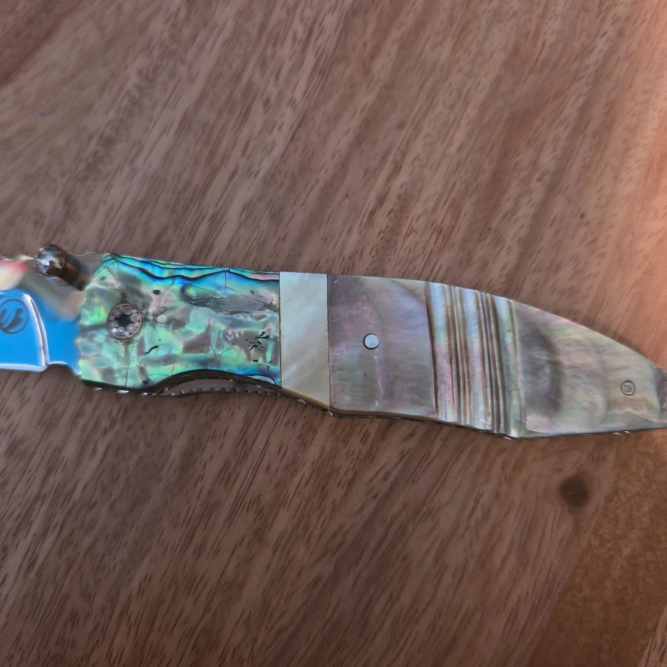 Cuchillo Plegable Falcon Abulón Madreperla Concha Incrustación Navaja de Bolsillo para Caballeros Foto 4 de 4