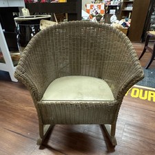 Vintage Wicker/wood child s size barrel rocking chair- 21x18x20