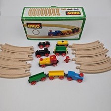 Vintage Brio Wooden Starter Train Set 33115 - Complete PLUS EXTRA TRAIN and FIG 