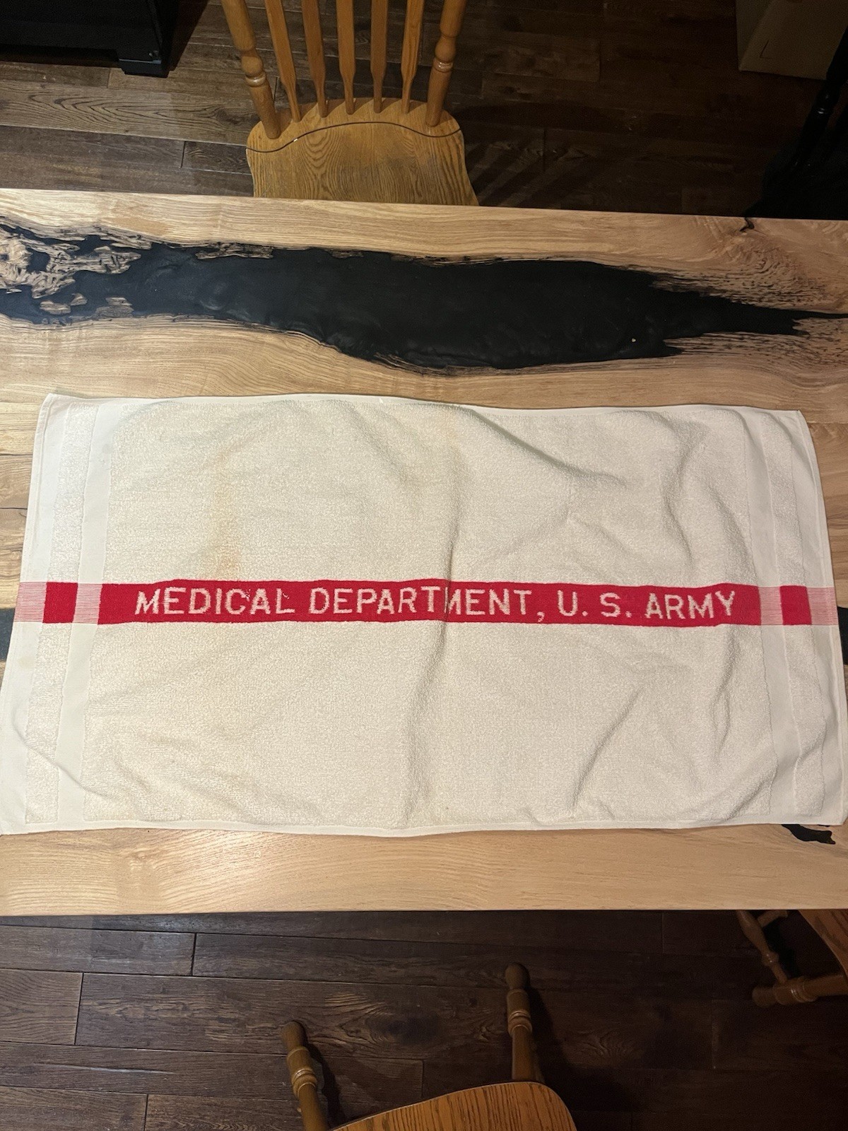 rare ww2 Medical Department US Army Towel Cloth Vintage red stripe