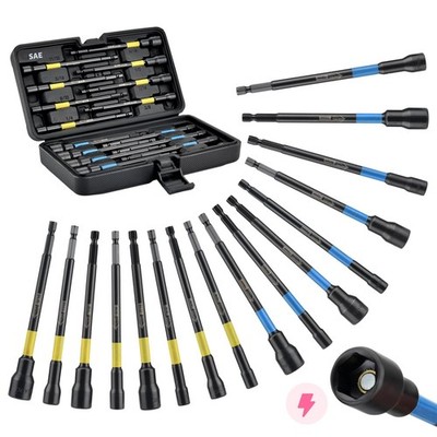 AEROFORCE 16PCS Magnetic Nut Driver Set for Impact Drill, 6 Inch Extra Long N...