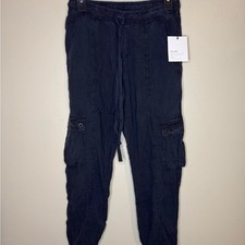 Bella Dahl Charcoal Tencel Cargo Jogger Pants Drawstring Size XS NWT