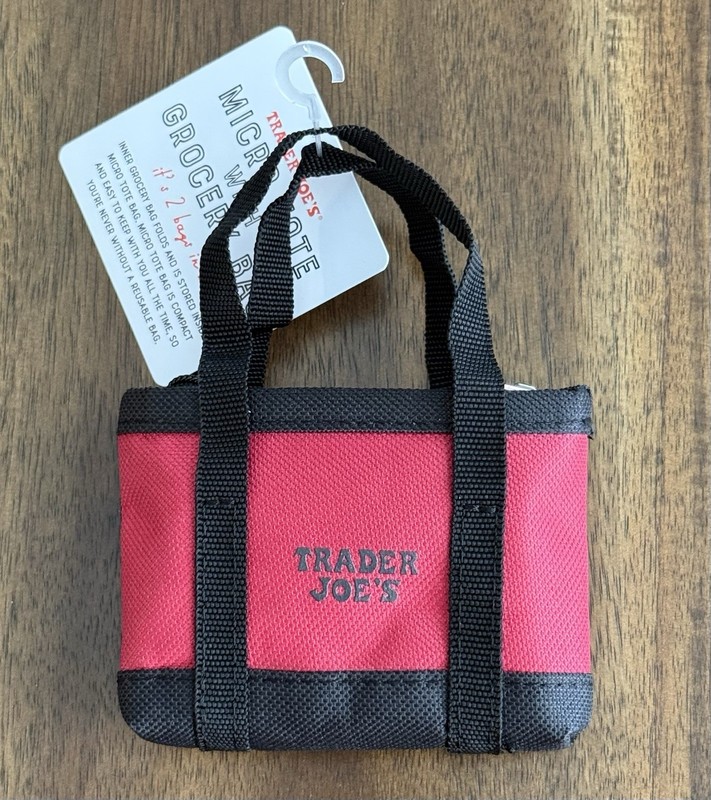Trader Joe's Micro Tote With Grocery Bag, Two Bags in One, Limited Edition - Red