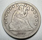 1860  SEATED LIBERTY QUARTER  NICE DETAIL #1380