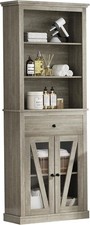 Tall Bathroom Storage Cabinet Farmhouse Floor Cabinet with Drawer and Doors