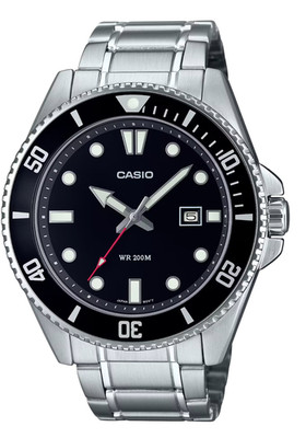 CASIO Collection MDV-107D-1A1VEF Herren Edelstahl Uhr mit Datumsanzeige Neu