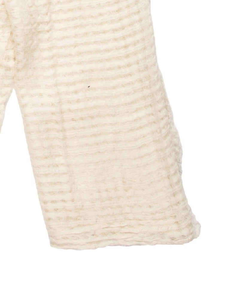 Faliero Sarti Italia 1949 Silver Metallic Thread Ivory Linen Cotton Scarf Wrap - Image 2 of 4