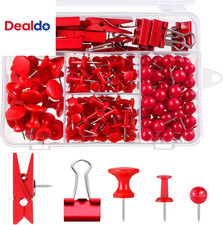 200 Pieces Push Pins, 5 Style Red Thumb Tacks Decorative Push Pins for Cork Boar