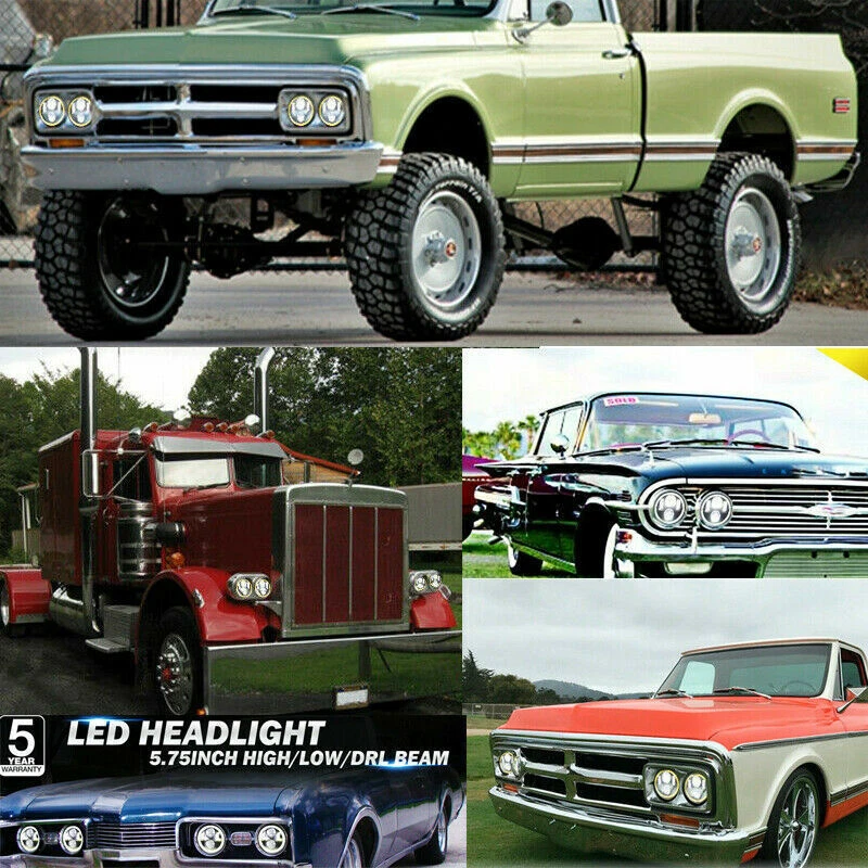 4X 5.75" 5-3/4" Faros LED DRL Proyector Beam para Dodge Charger Coronet Dart Foto 4 de 4